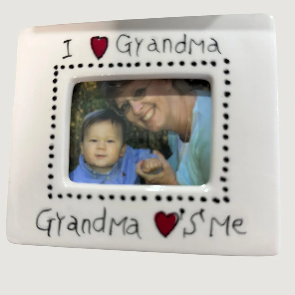 I Love Grandma & Grandpa Ceramic Photo Frames Set of 2 White‎ Square Mini 3755